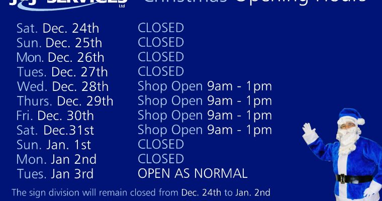 JandJ Christmas Opening Hours